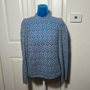 Sezane Blue Crochet Blouse Women’s 38